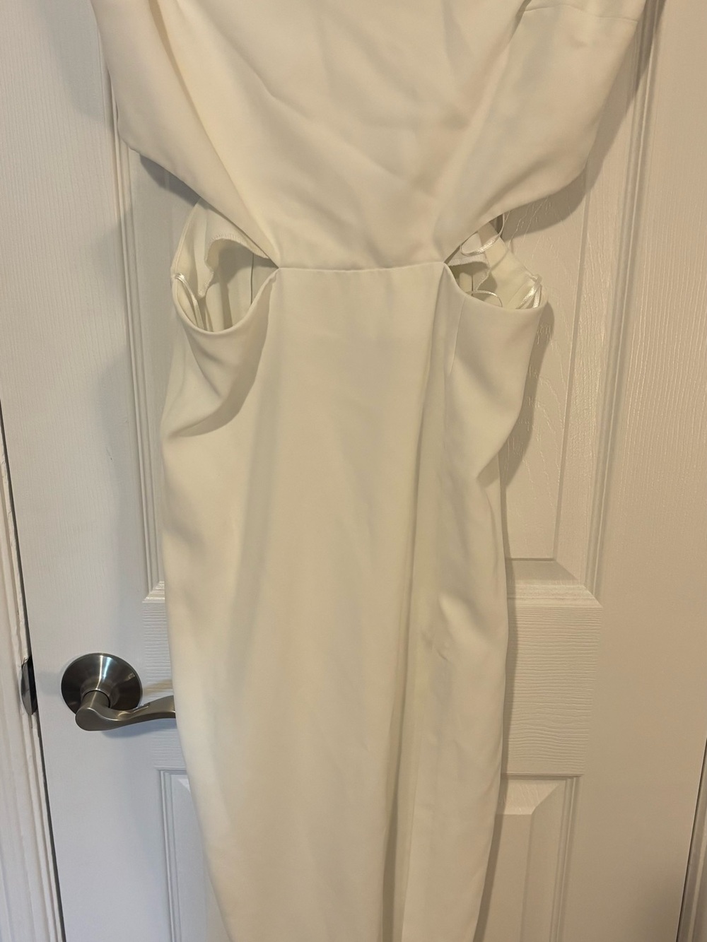 Amanda Uprichard Cream Midi Dress with Side Cutouts
